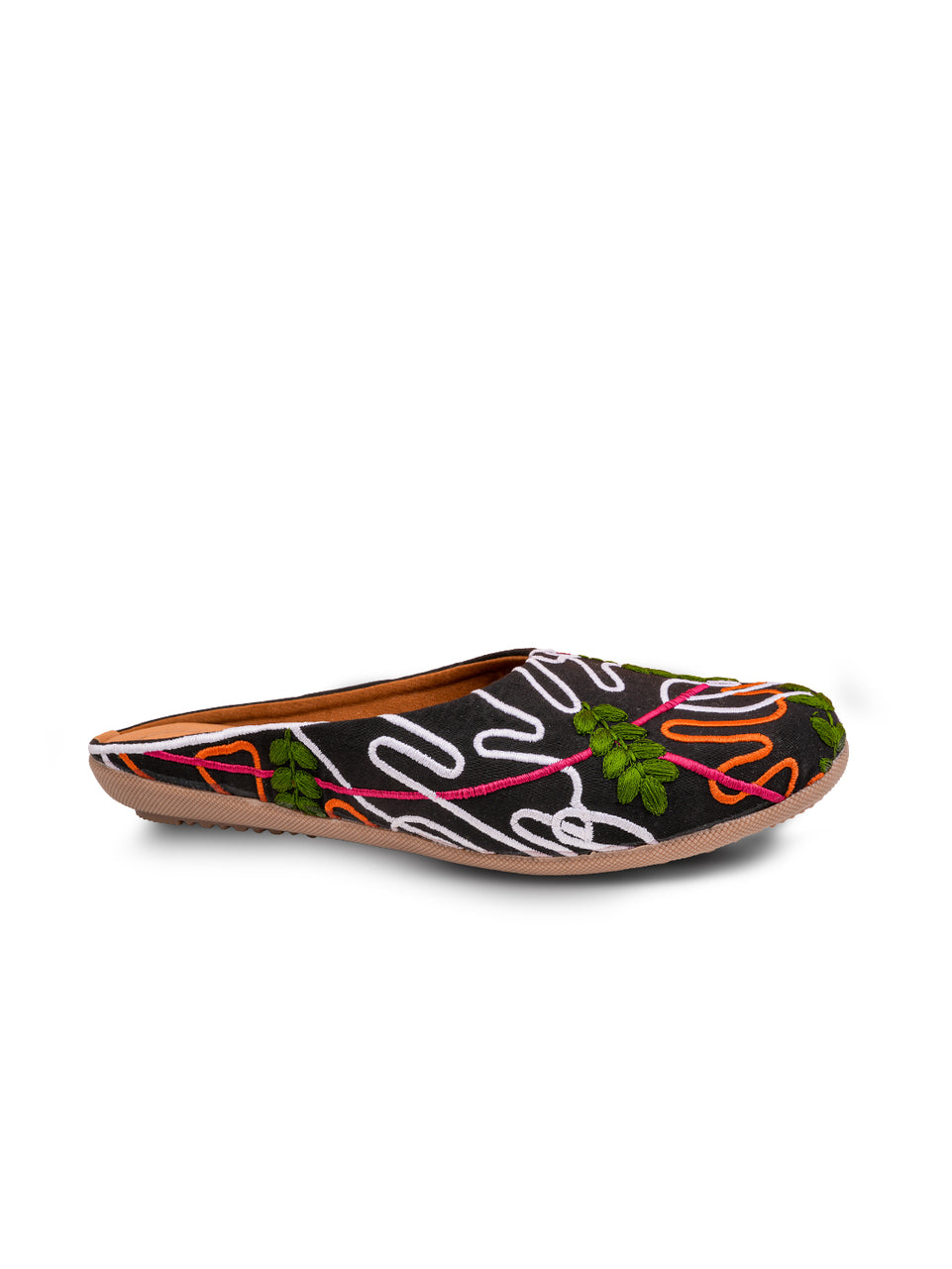 Embroidered Canvas Mules