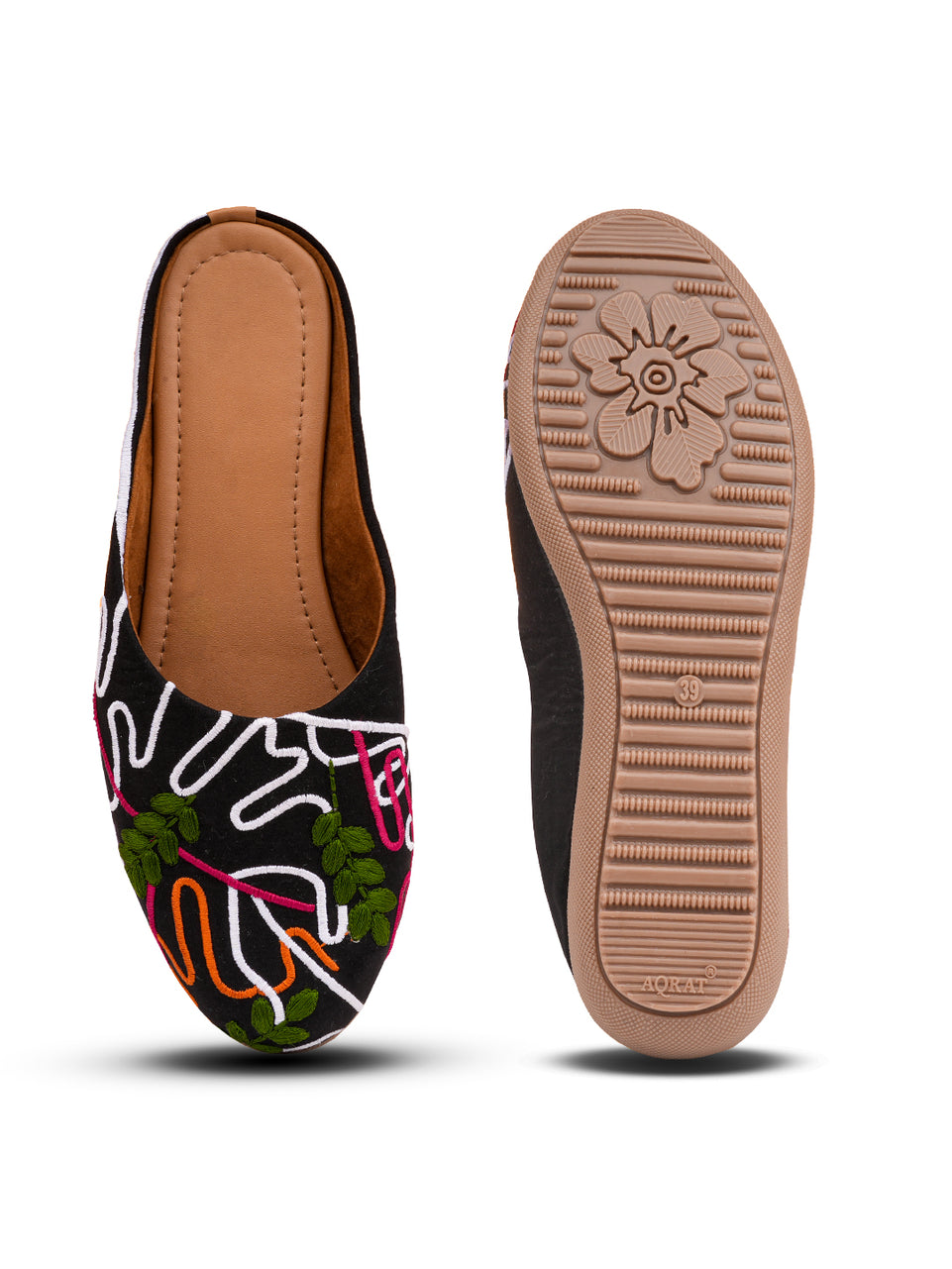 Embroidered Canvas Mules